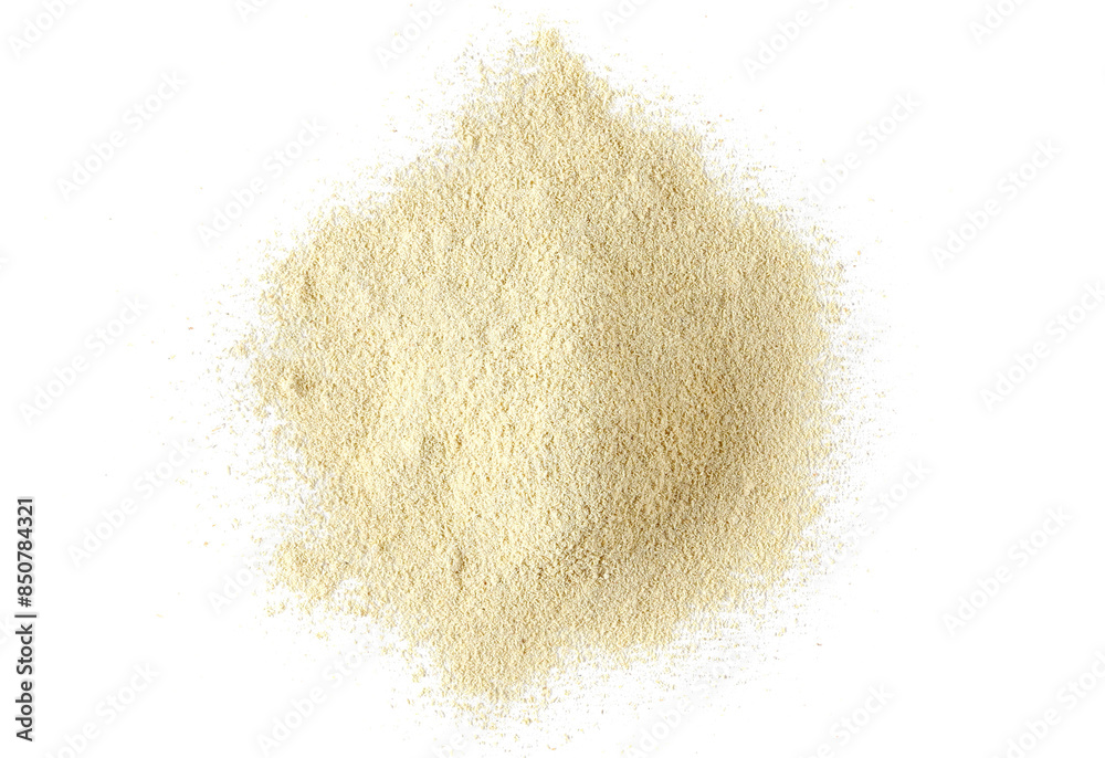 Pile ashwagandha powder, (Withania somnifera) isolated on white, clipping, top view