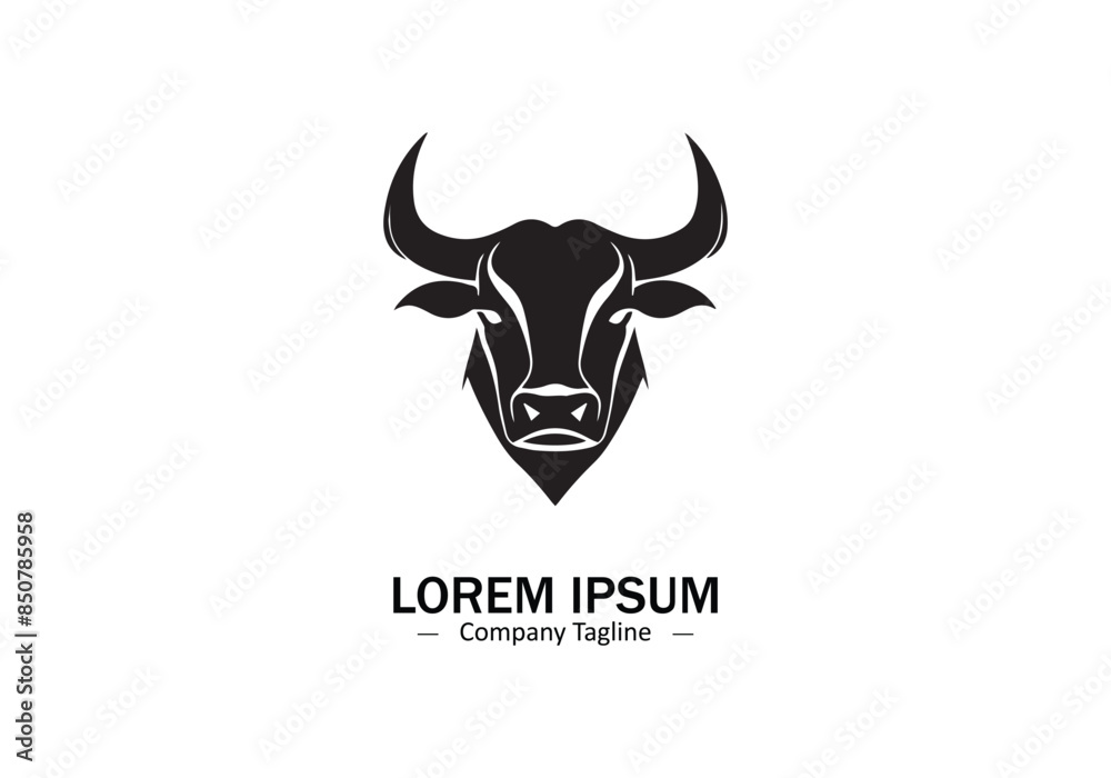Fototapeta premium Head bull icon logo. Vector illustration.