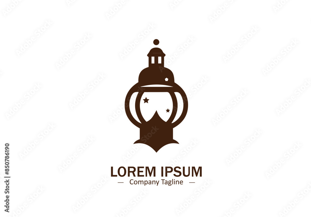 Vector Islamic lantern lamp logo icon Vector Islamic lantern lamp logo icon