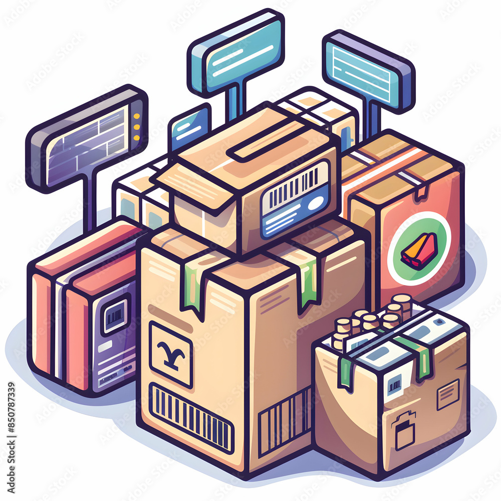 A modern 3D flat icon and barcode design perfect for WMS ads highlighting inventory control and warehouse automation. A modern 3D flat icon and barcode design perfect for WMS ads highlighting inventory control and warehouse automation.