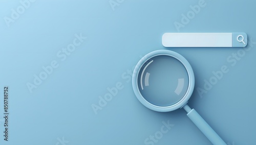 blank search bar magnifying glass blue background Find or search Concept