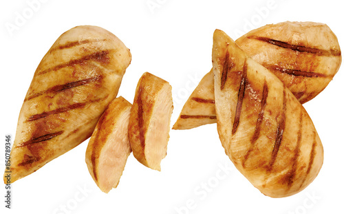 Fototapeta Naklejka Na Ścianę i Meble -  filé de peito de frango grelhado isolado em fundo transparente