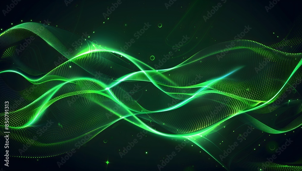 Abstract green glowing wavy lines dark background Abstract Green Concept Abstract green glowing wavy lines dark background Abstract Green Concept