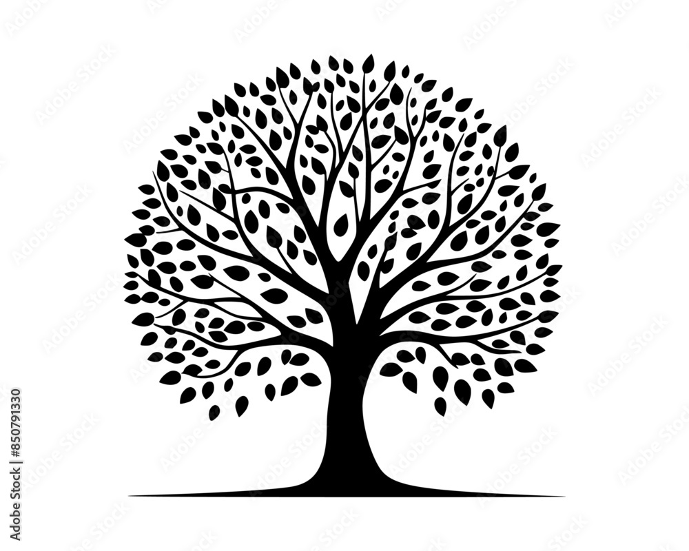 Vector black silhouette vector tree Stock Vector | Adobe Stock