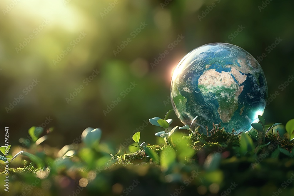 A photo of an eco-friendly light bulb with a blooming miniature green world inside, symbolizing the concept of sustainable energy, ecology, the environment and environmental protection. A photo of an eco-friendly light bulb with a blooming miniature green world inside, symbolizing the concept of sustainable energy, ecology, the environment and environmental protection.