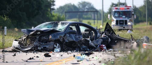 Shocking Consequences of Drunk Driving Close-up of Head-on Collision Aftermath with Deployed Airbags and Unconscious Driver