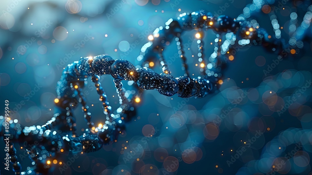 This detailed close-up of a DNA molecule in vibrant blue tones showcases the beauty of genetic structures and scientific visualization This detailed close-up of a DNA molecule in vibrant blue tones showcases the beauty of genetic structures and scientific visualization