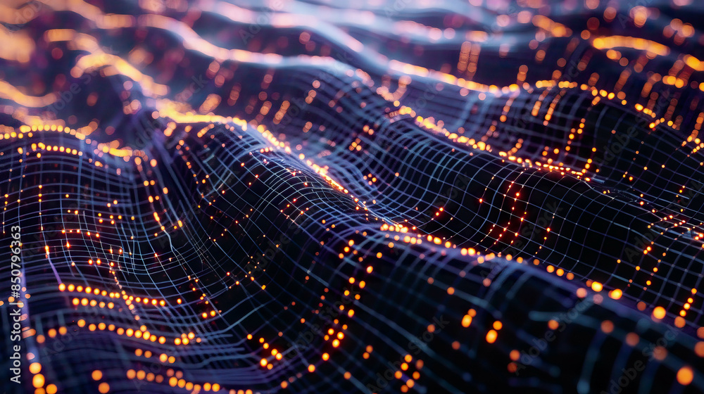 A detailed 3D illustration of cyber big data flow casing blockchain data fields and network line connect streams highlight AI technology digital communication and science research concepts A detailed 3D illustration of cyber big data flow casing blockchain data fields and network line connect streams highlight AI technology digital communication and science research concepts