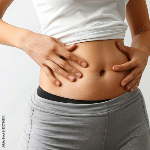 Wallpaper Mural Fit Woman Holding Stomach in Workout Gear. Torontodigital.ca