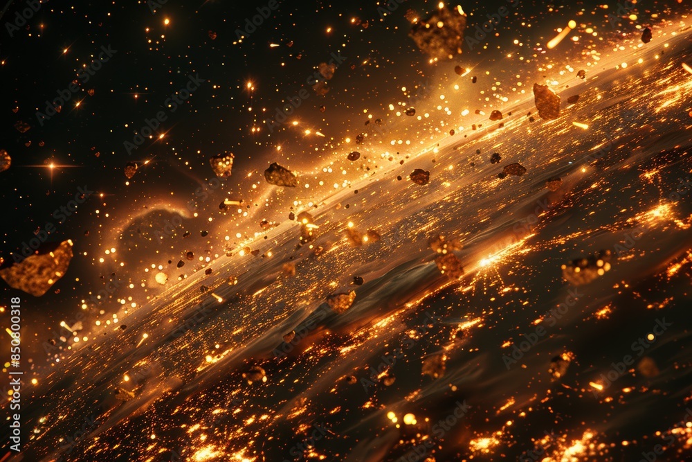 Obraz premium Space Debris Field Surrounding a Planet