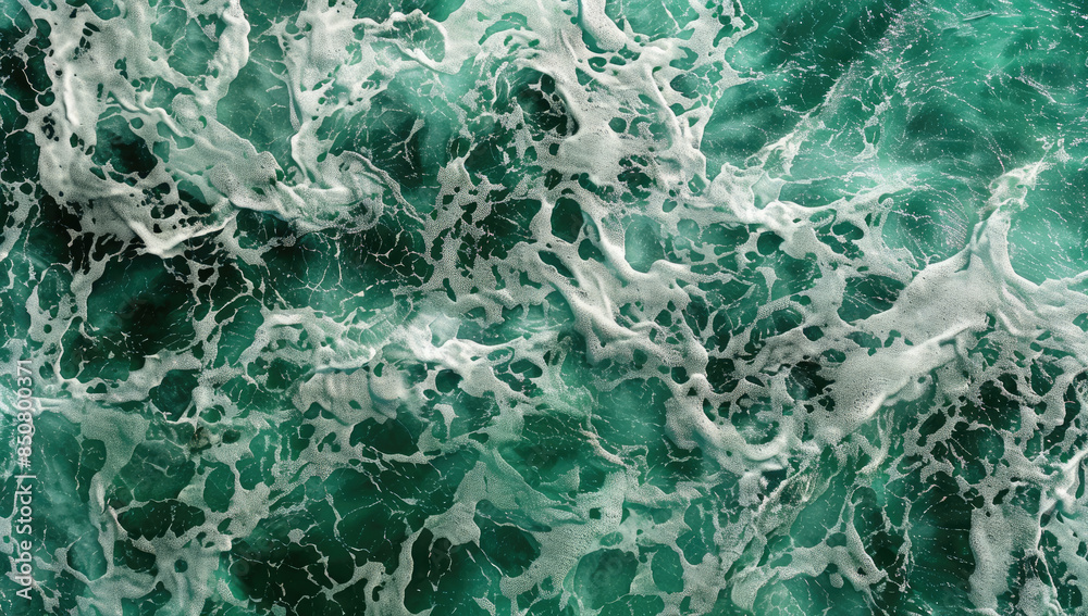 Fototapeta premium Ocean waves background texture, green marble texture