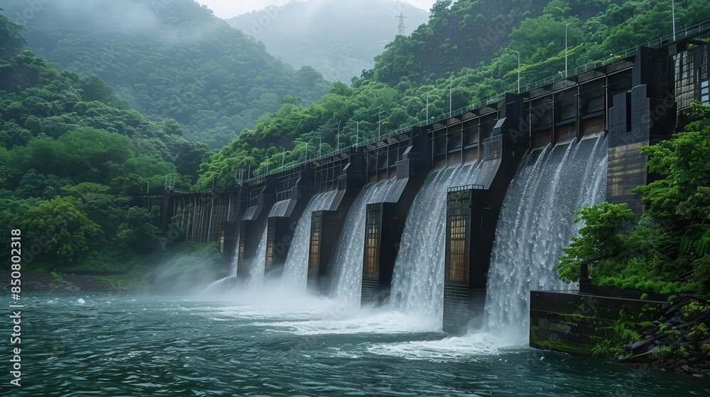 Hydropower dam generating clean energy Hydropower dam generating clean energy