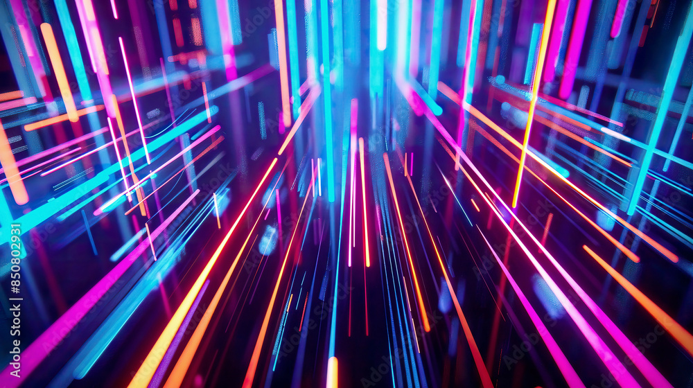 An artistic 3D render of an abstract futuristic neon background with glowing ascending lines An artistic 3D render of an abstract futuristic neon background with glowing ascending lines