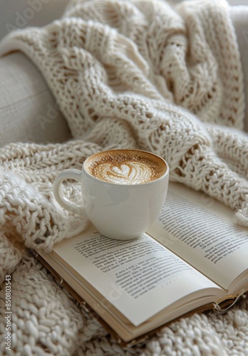 A Cup of Coffee and a Book on a Cozy Winter Day