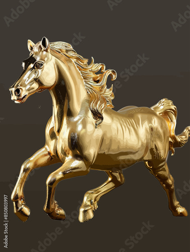Golden Horse Statue: Elegant and Shiny