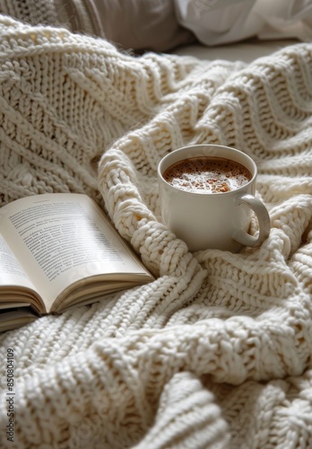 A Cup of Coffee and a Book on a Cozy Winter Day