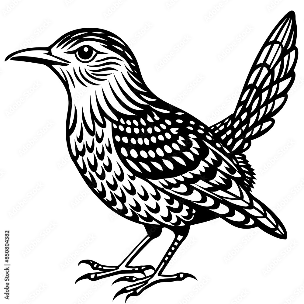 Obraz premium solid-silhouette-cactus-wren-animal-vector