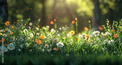 Colorful Wildflowers Blooming in a Sunny Meadow