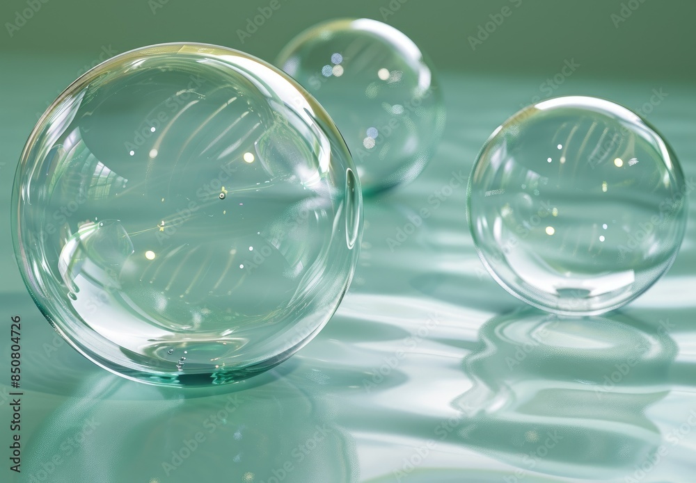 Glass Balls on Green Surface Glass Balls on Green Surface