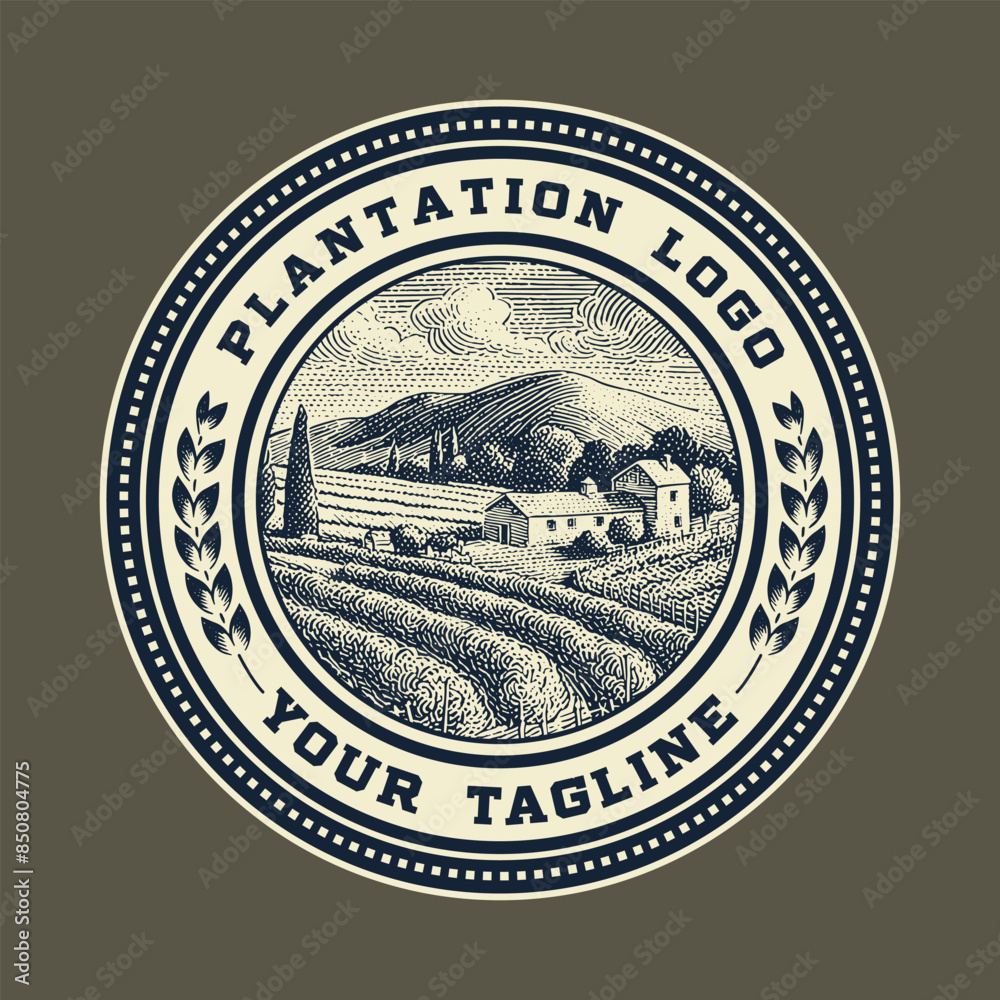 Plantation, agriculture, and organic farm logo badge Plantation, agriculture, and organic farm logo badge