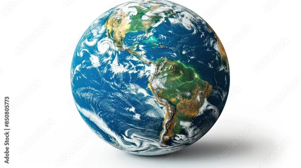 Fototapeta premium Earth Globe with Detailed Topography and Clouds