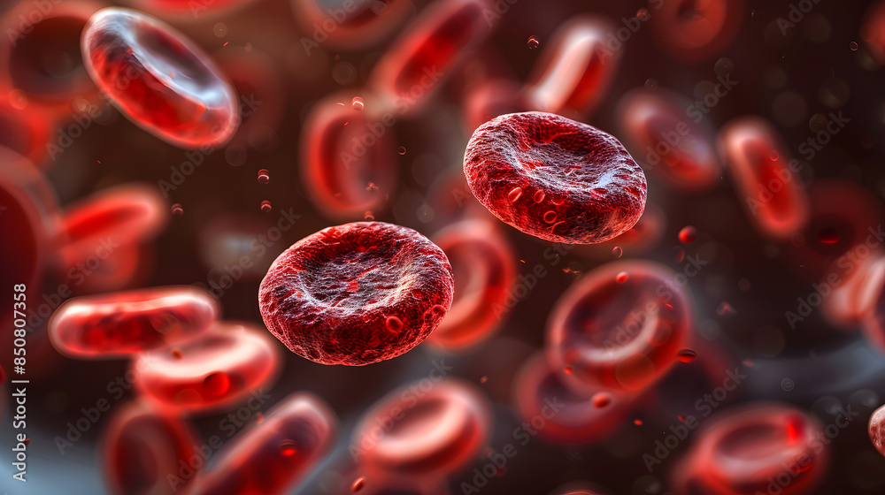 Vista microscópica de los glóbulos rojos que fluyen a través de un capilar Vista microscópica de los glóbulos rojos que fluyen a través de un capilar