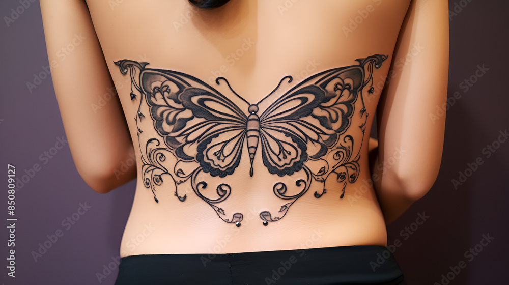 butterfly tattoo on lower back of a woman butterfly tattoo on lower back of a woman