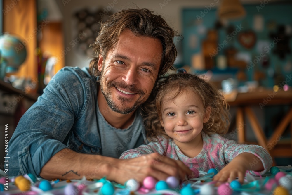 Fototapeta premium Father and Daughter Playing Dress Up