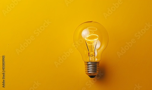 The Warm Glow of an Incandescent Bulb Against a Yellow Backdrop photo