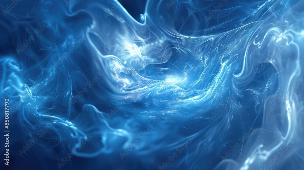 Fototapeta premium Calm abstract blue background with gentle swirls and a gradient effect, leaving room for text placement.