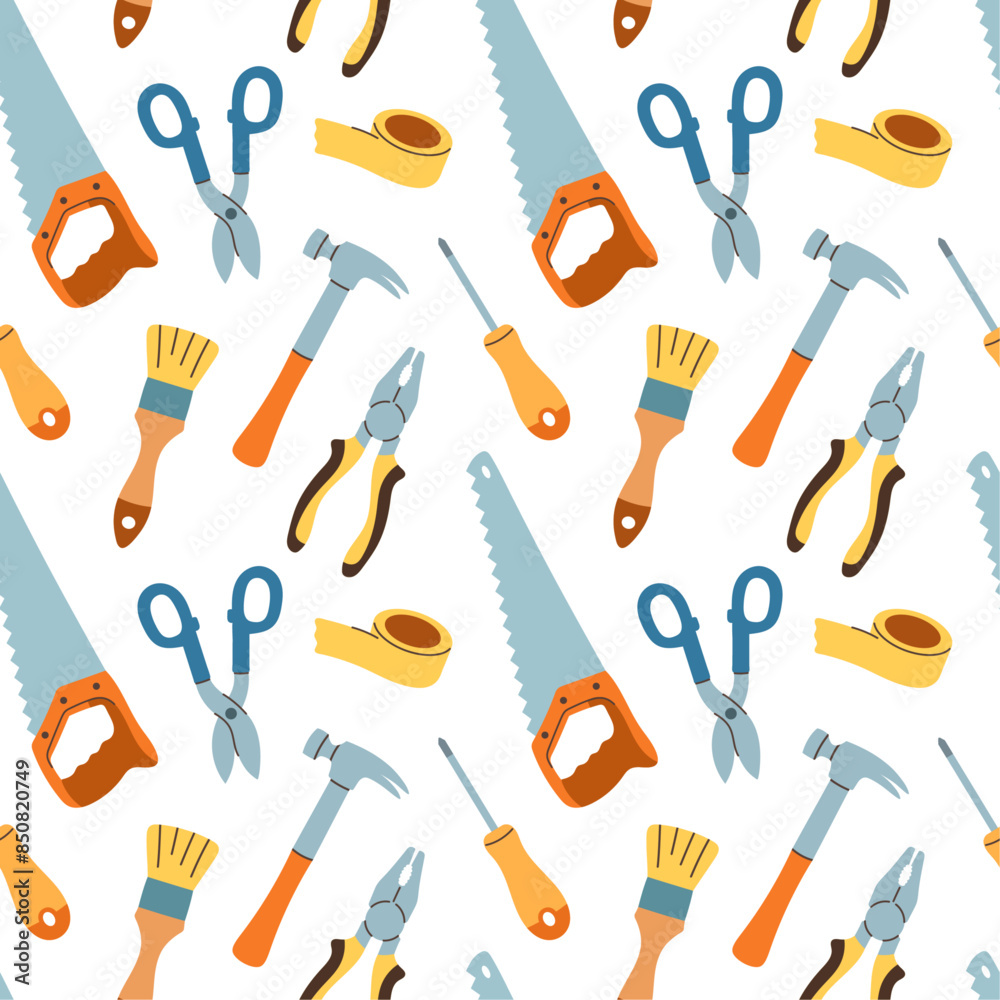 Seamless pattern with construction tools Seamless pattern with construction tools