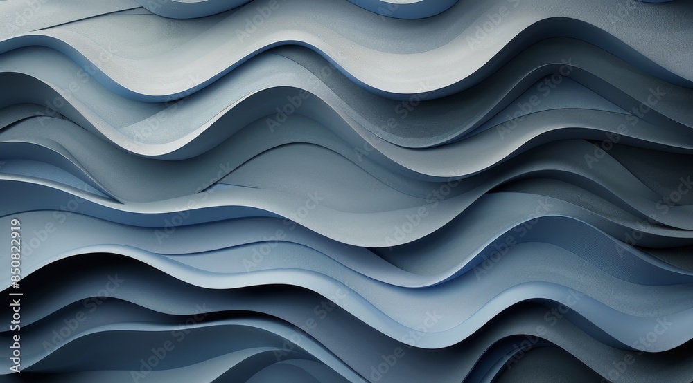 Abstract Wavy Blue Pattern on Building Exterior Abstract Wavy Blue Pattern on Building Exterior