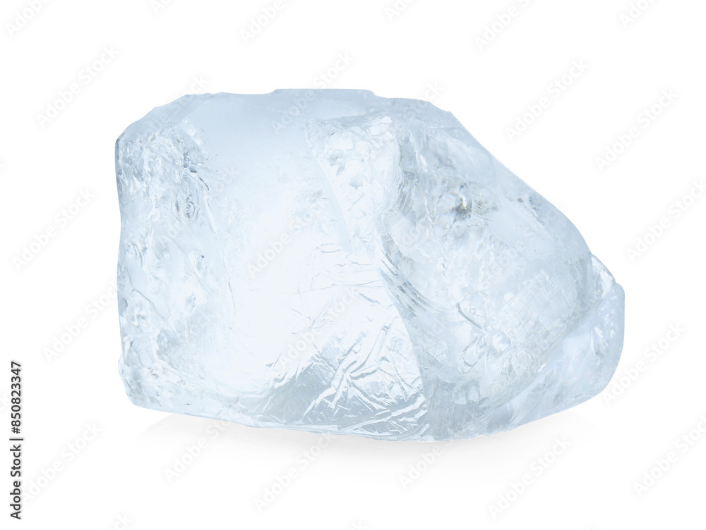 One piece of clear ice isolated on white One piece of clear ice isolated on white
