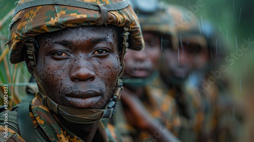 Wallpaper Mural Soldiers in Camouflage Gear Standing in the Rain During Military Training Torontodigital.ca