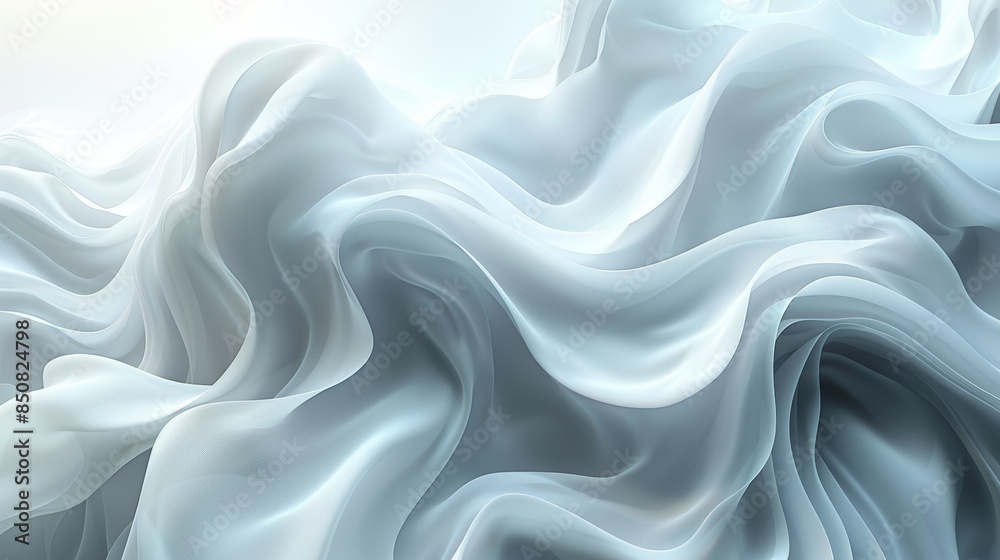 Fototapeta premium Abstract White Flowing Fabric on White Background with Elegant Patterns