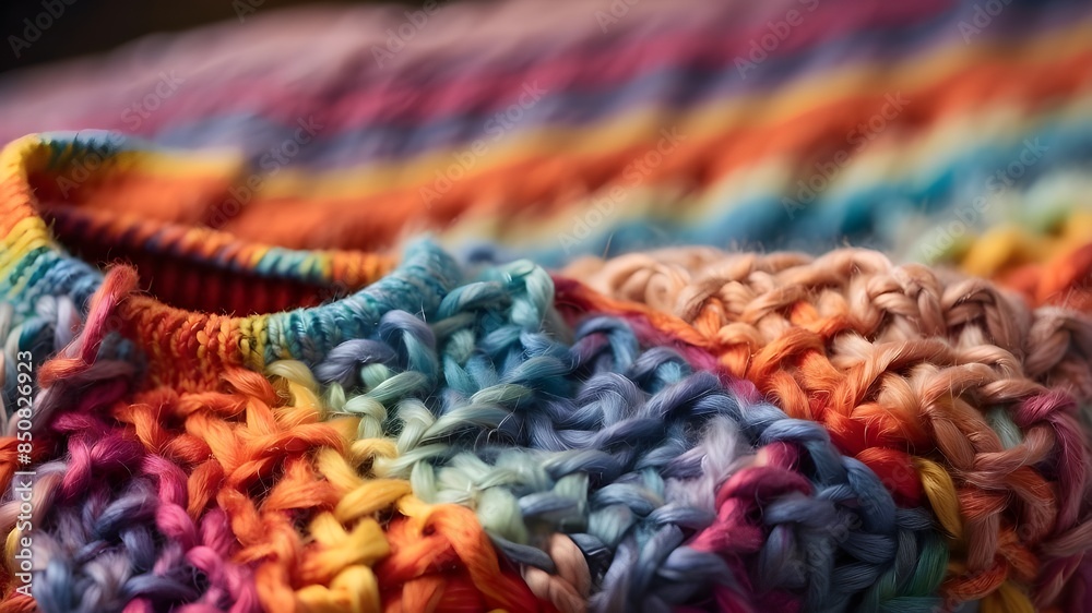 Specifications of a hand-knitted sweater in vibrant rainbow colors