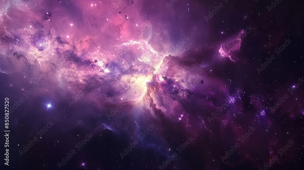 Fototapeta premium Cosmic Nebula in Hues of Purple and Pink