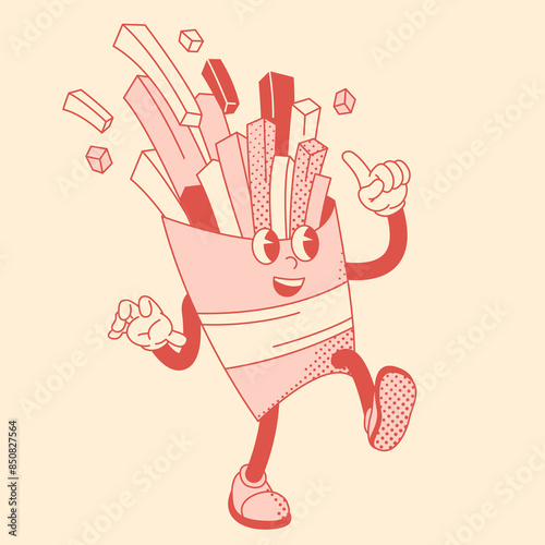 French fries groovy comic character