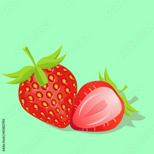 strawberry on a green background