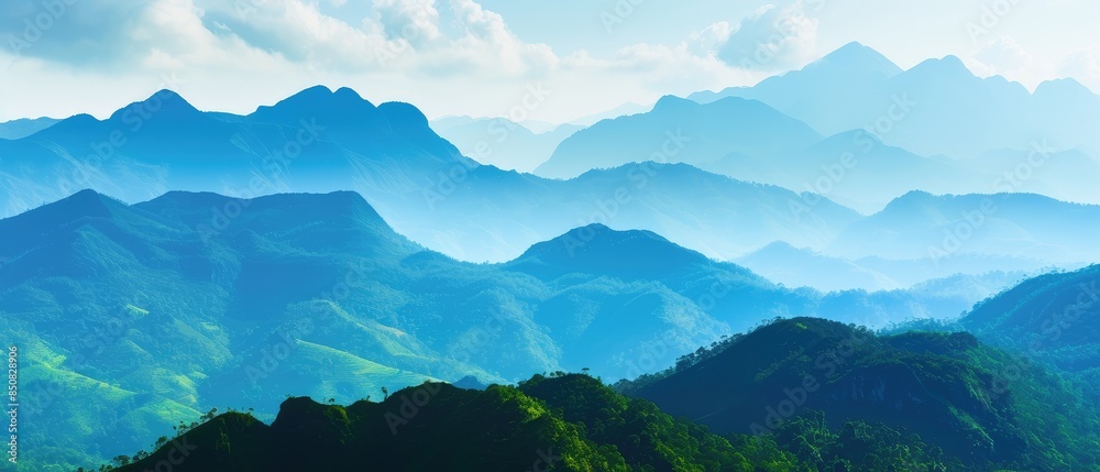 Misty Blue Mountain Range at Sunrise Misty Blue Mountain Range at Sunrise