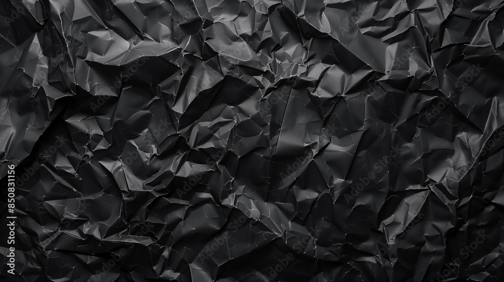 An abstract black background with dark crumpled paper elements. An abstract black background with dark crumpled paper elements.