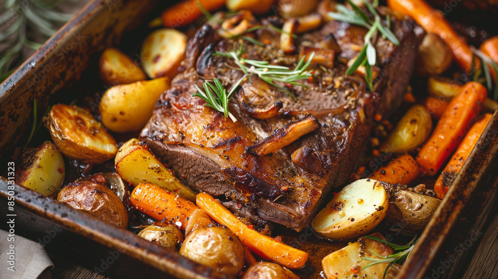 Fototapeta premium stew with vegetables and mushrooms