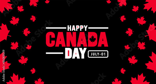 1 July is Happy Canada Day pattern background template with Canada flag maple leaf. use to background, banner, placard, card, poster design. celebrating Canada independence day banner.