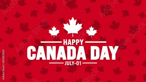 1 July is Happy Canada Day pattern background template with Canada flag maple leaf. use to background, banner, placard, card, poster design. celebrating Canada independence day banner.