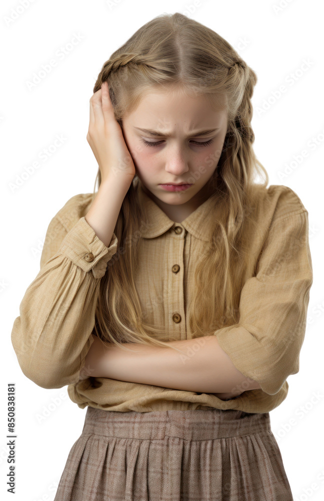 PNG Young british girl portrait worried photo. PNG Young british girl portrait worried photo.