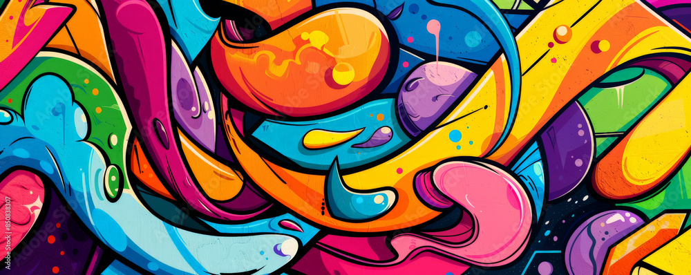 Colorful background with bold, graffiti-style art in vivid colors. Colorful background with bold, graffiti-style art in vivid colors.