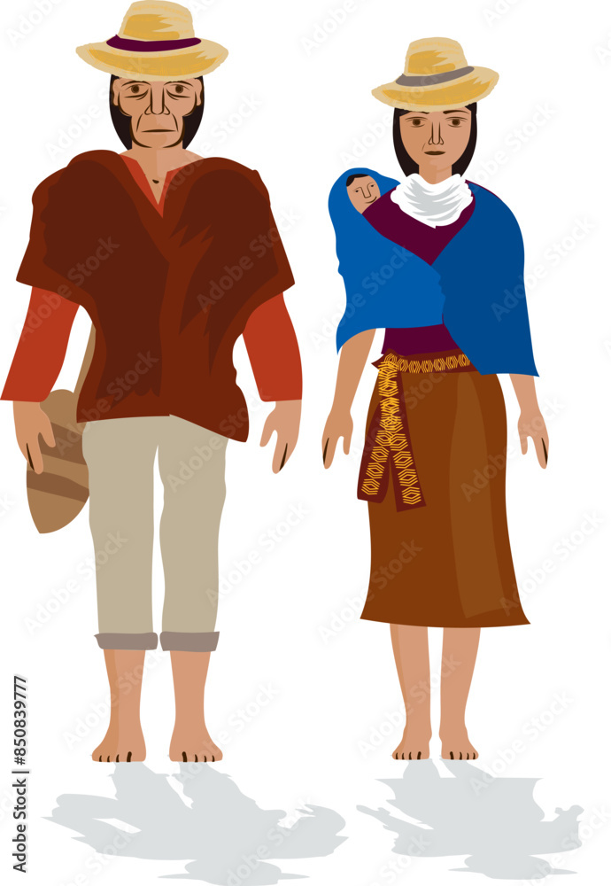 Illustration vector isolated of Paeces, Colombian native people indigenous. Illustration vector isolated of Paeces, Colombian native people indigenous.