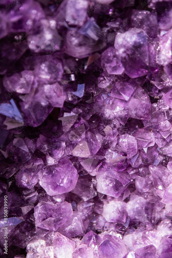 amethyst crystals on a white background