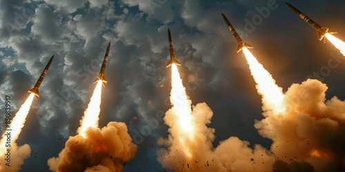 Mass launch of missiles  photo