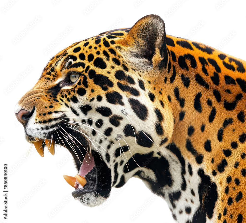 Fototapeta premium PNG An angry jaguar tiger wildlife portrait leopard.